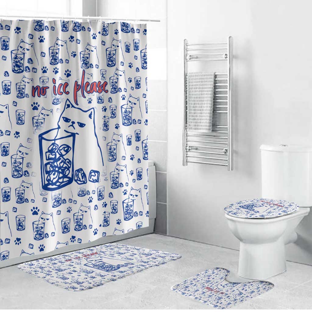 No Ice Please Cat Bathroom Set Grumpy Cat with Drink Humor