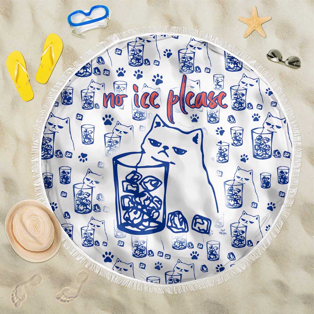 No Ice Please Cat Beach Blanket Grumpy Cat with Drink Humor
