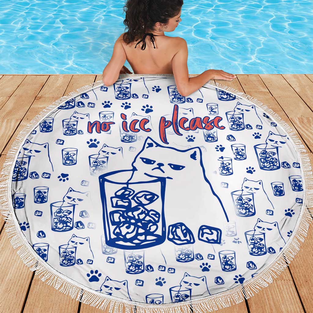 No Ice Please Cat Beach Blanket Grumpy Cat with Drink Humor
