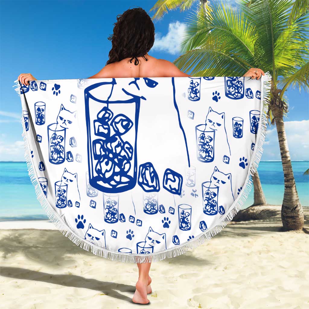 No Ice Please Cat Beach Blanket Grumpy Cat with Drink Humor