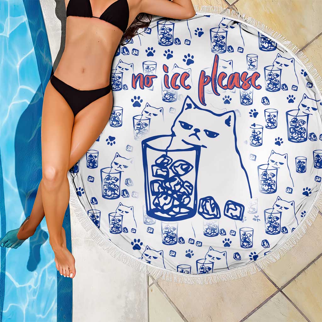 No Ice Please Cat Beach Blanket Grumpy Cat with Drink Humor