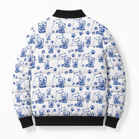 No Ice Please Cat Bomber Puffer Jacket Grumpy Cat with Drink Humor