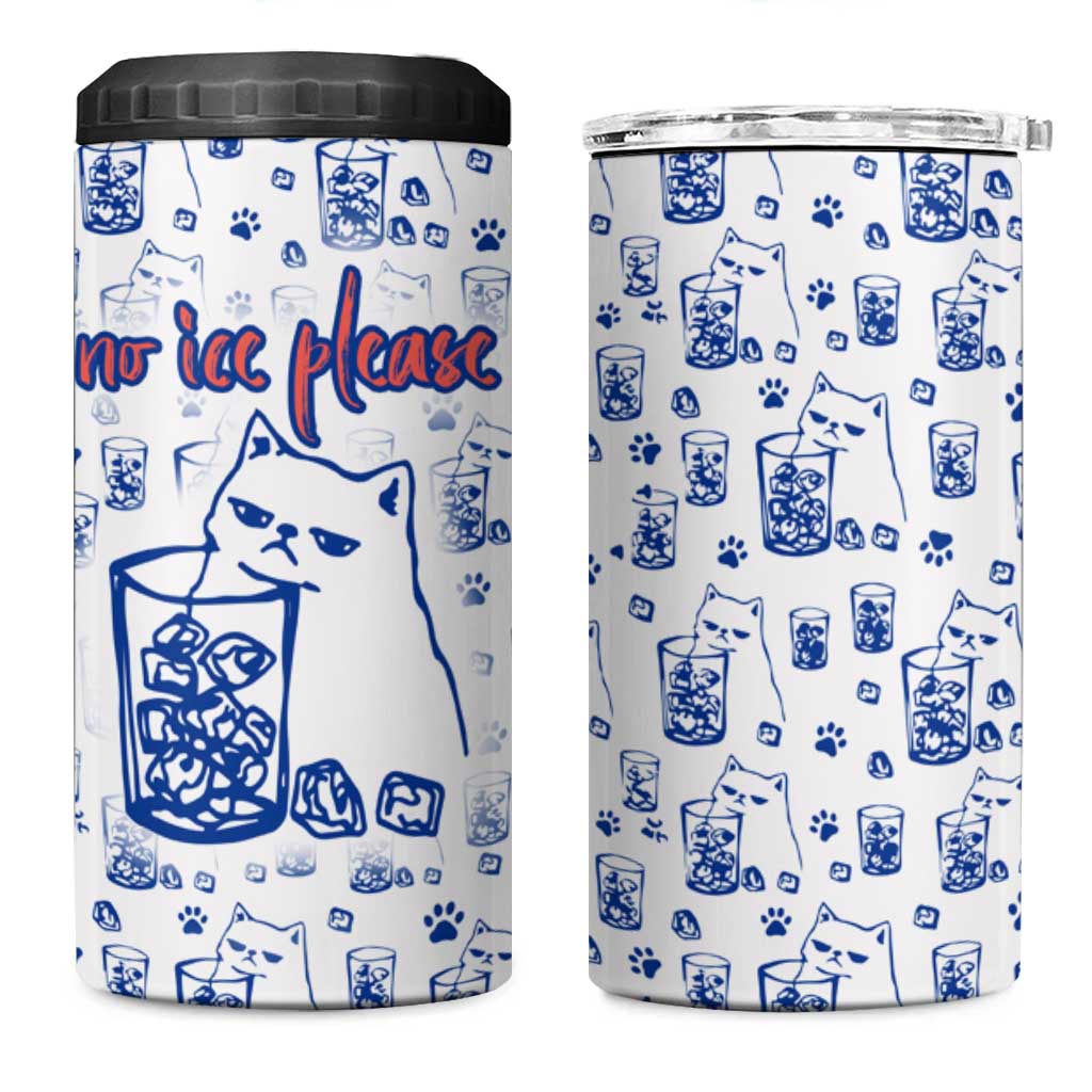 No Ice Please Cat 4 in 1 Can Cooler Tumbler Grumpy Cat with Drink Humor