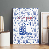 No Ice Please Cat Canvas Wall Art Grumpy Cat with Drink Humor