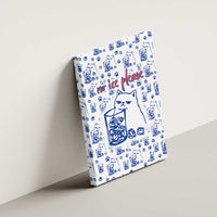 No Ice Please Cat Canvas Wall Art Grumpy Cat with Drink Humor