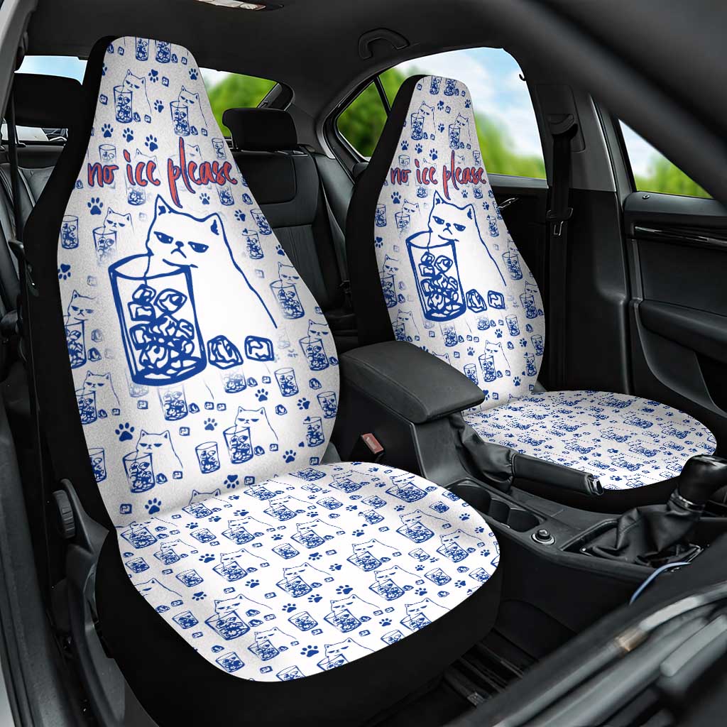 No Ice Please Cat Car Seat Cover Grumpy Cat with Drink Humor