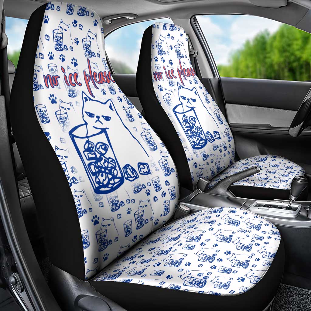 No Ice Please Cat Car Seat Cover Grumpy Cat with Drink Humor