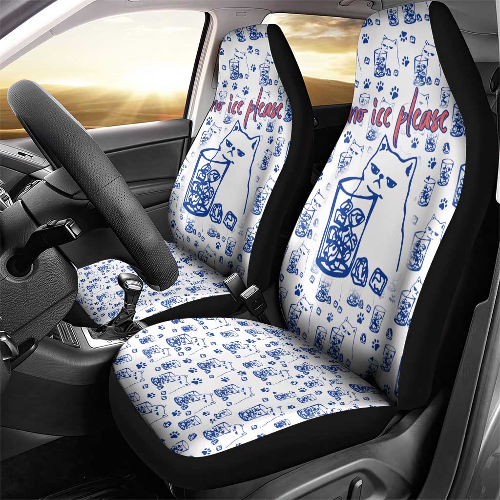 No Ice Please Cat Car Seat Cover Grumpy Cat with Drink Humor