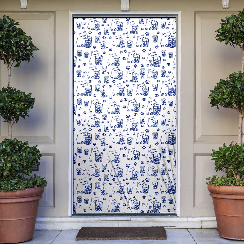 No Ice Please Cat Door Cover Grumpy Cat with Drink Humor