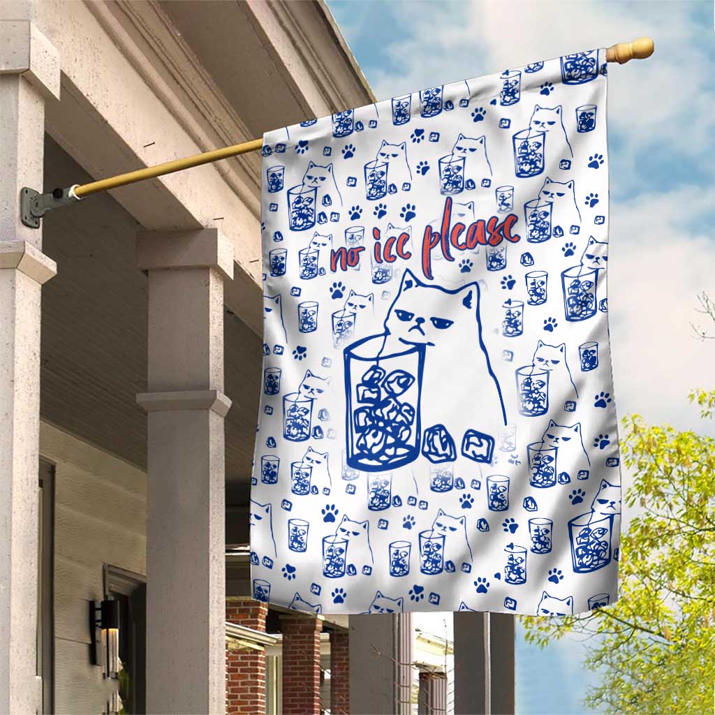 No Ice Please Cat Garden Flag Grumpy Cat with Drink Humor