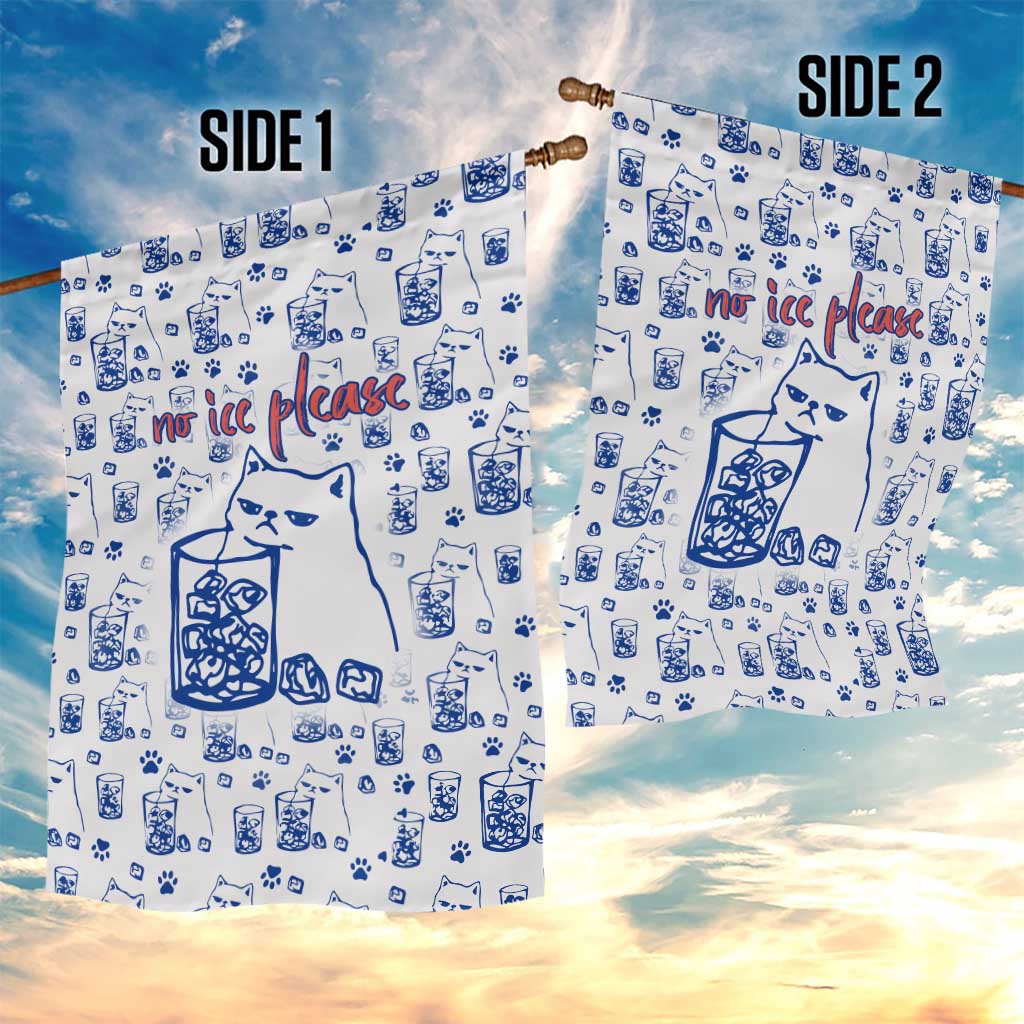 No Ice Please Cat Garden Flag Grumpy Cat with Drink Humor