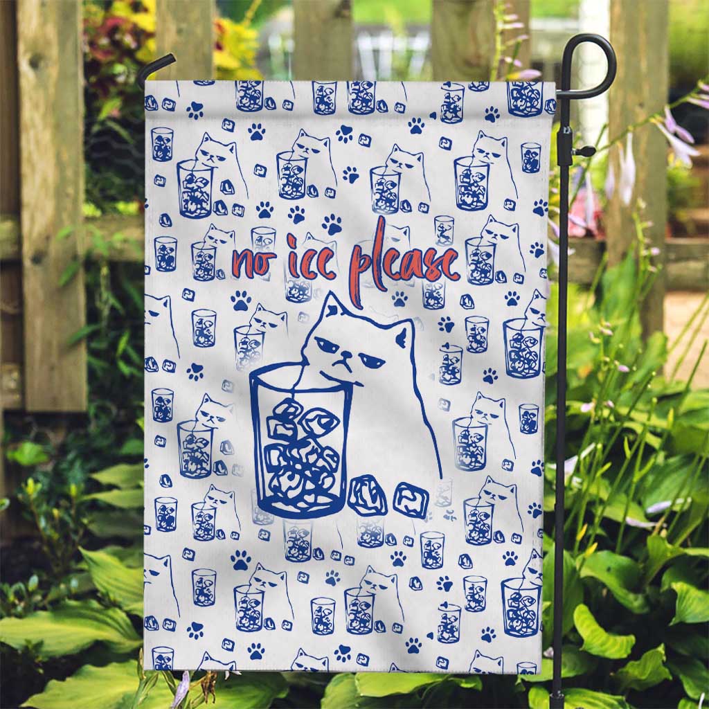 No Ice Please Cat Garden Flag Grumpy Cat with Drink Humor