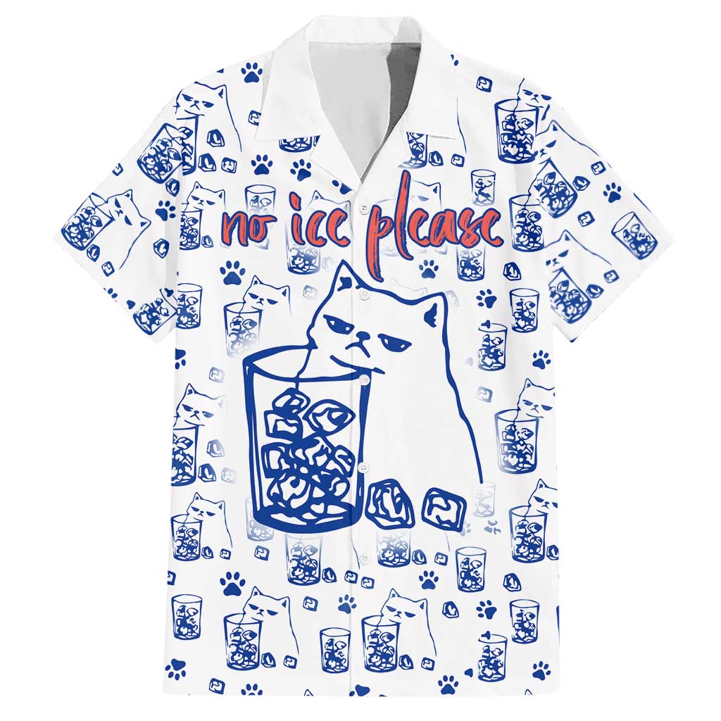 No Ice Please Cat Hawaiian Shirt Grumpy Cat with Drink Humor