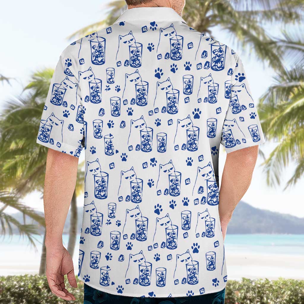 No Ice Please Cat Hawaiian Shirt Grumpy Cat with Drink Humor
