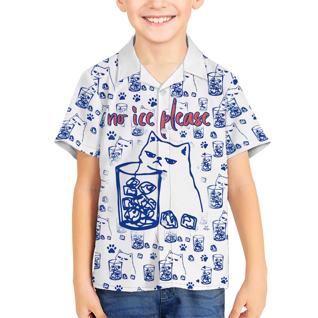 No Ice Please Cat Hawaiian Shirt Grumpy Cat with Drink Humor