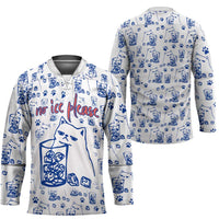 No Ice Please Cat Hockey Jersey Grumpy Cat with Drink Humor