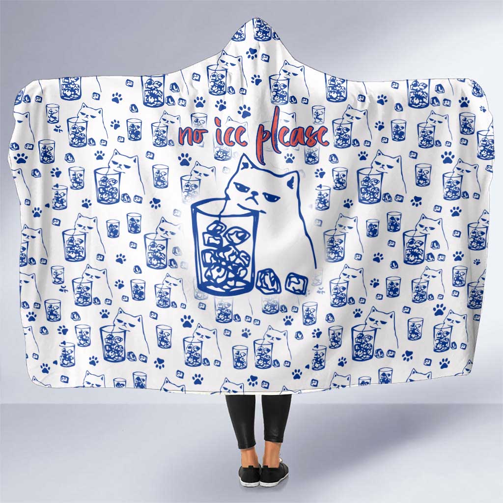No Ice Please Cat Hooded Blanket Grumpy Cat with Drink Humor