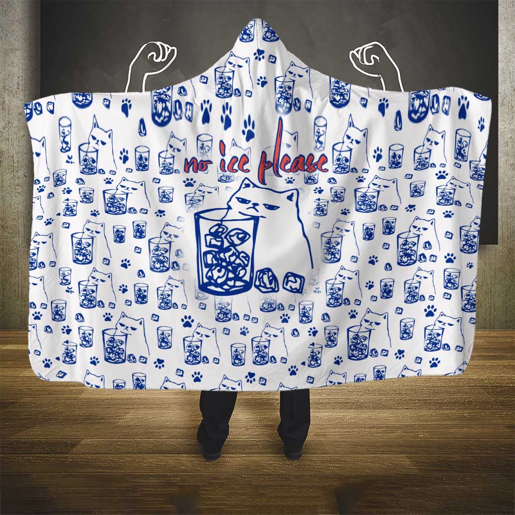 No Ice Please Cat Hooded Blanket Grumpy Cat with Drink Humor