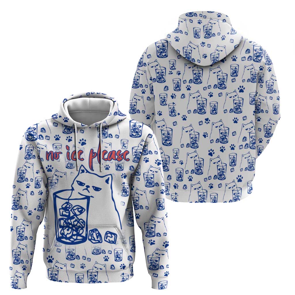 No Ice Please Cat Hoodie Grumpy Cat with Drink Humor
