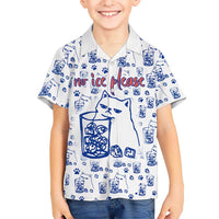 No Ice Please Cat Kid Hawaiian Shirt Grumpy Cat with Drink Humor