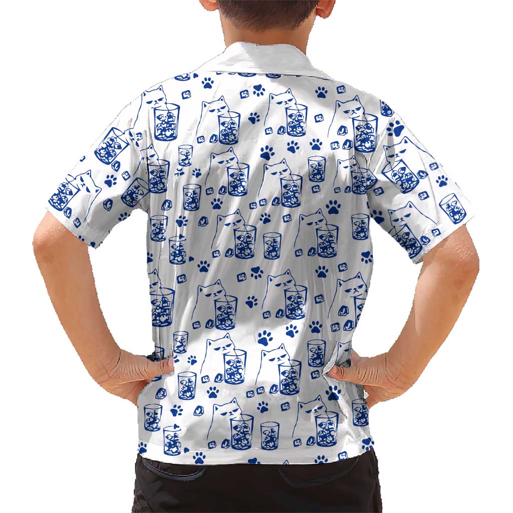 No Ice Please Cat Kid Hawaiian Shirt Grumpy Cat with Drink Humor