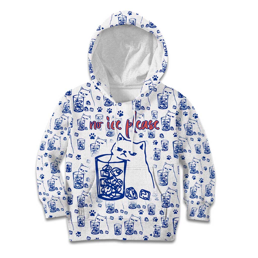 No Ice Please Cat Kid Hoodie Grumpy Cat with Drink Humor