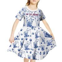 No Ice Please Cat Kid Short Sleeve Dress Grumpy Cat with Drink Humor