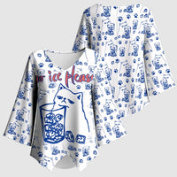 No Ice Please Cat Kimono Sleeve Blouse Grumpy Cat with Drink Humor