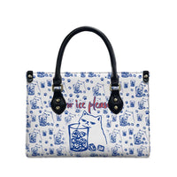 No Ice Please Cat Leather Bag Grumpy Cat with Drink Humor