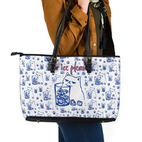 No Ice Please Cat Leather Tote Bag Grumpy Cat with Drink Humor
