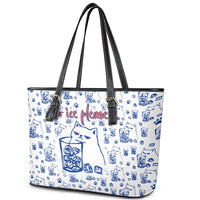 No Ice Please Cat Leather Tote Bag Grumpy Cat with Drink Humor