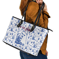 No Ice Please Cat Leather Tote Bag Grumpy Cat with Drink Humor