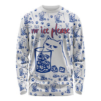 No Ice Please Cat Long Sleeve Shirt Grumpy Cat with Drink Humor