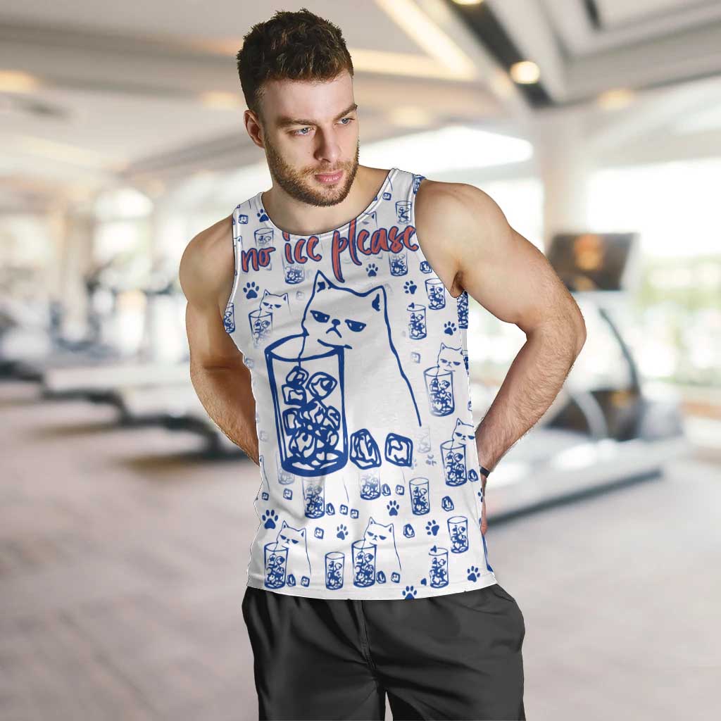 No Ice Please Cat Men Tank Top Grumpy Cat with Drink Humor