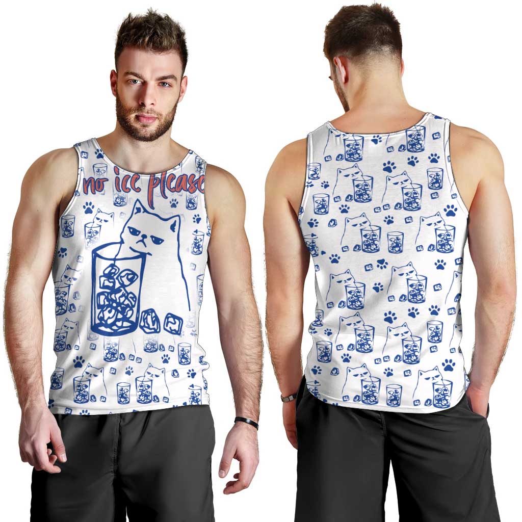 No Ice Please Cat Men Tank Top Grumpy Cat with Drink Humor
