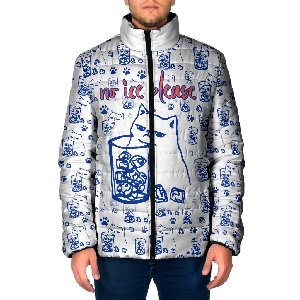 No Ice Please Cat Padded Jacket Grumpy Cat with Drink Humor