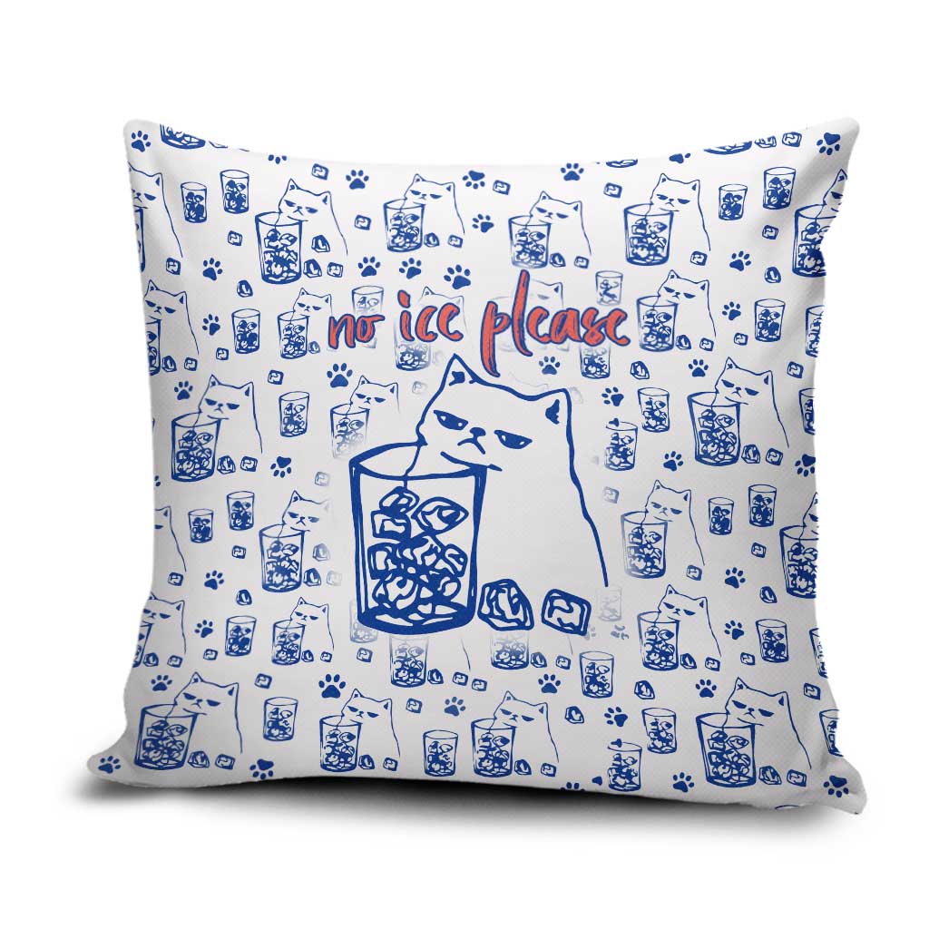 No Ice Please Cat Pillow Cover Grumpy Cat with Drink Humor