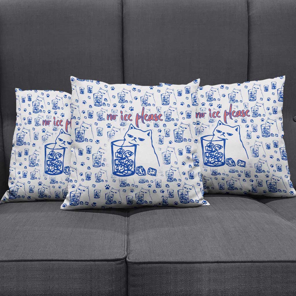 No Ice Please Cat Pillow Cover Grumpy Cat with Drink Humor