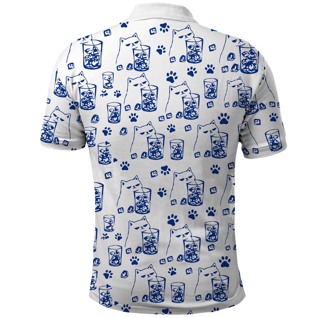 No Ice Please Cat Polo Shirt Grumpy Cat with Drink Humor