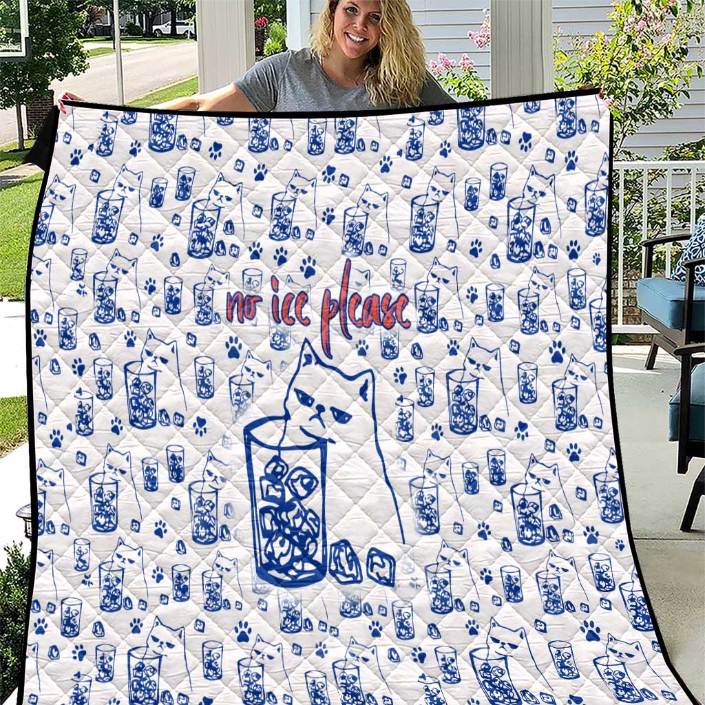 No Ice Please Cat Quilt Grumpy Cat with Drink Humor