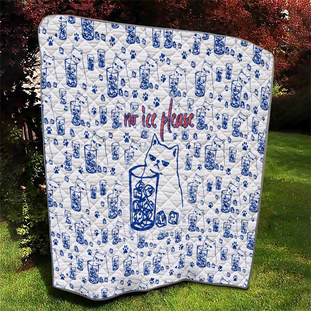 No Ice Please Cat Quilt Grumpy Cat with Drink Humor