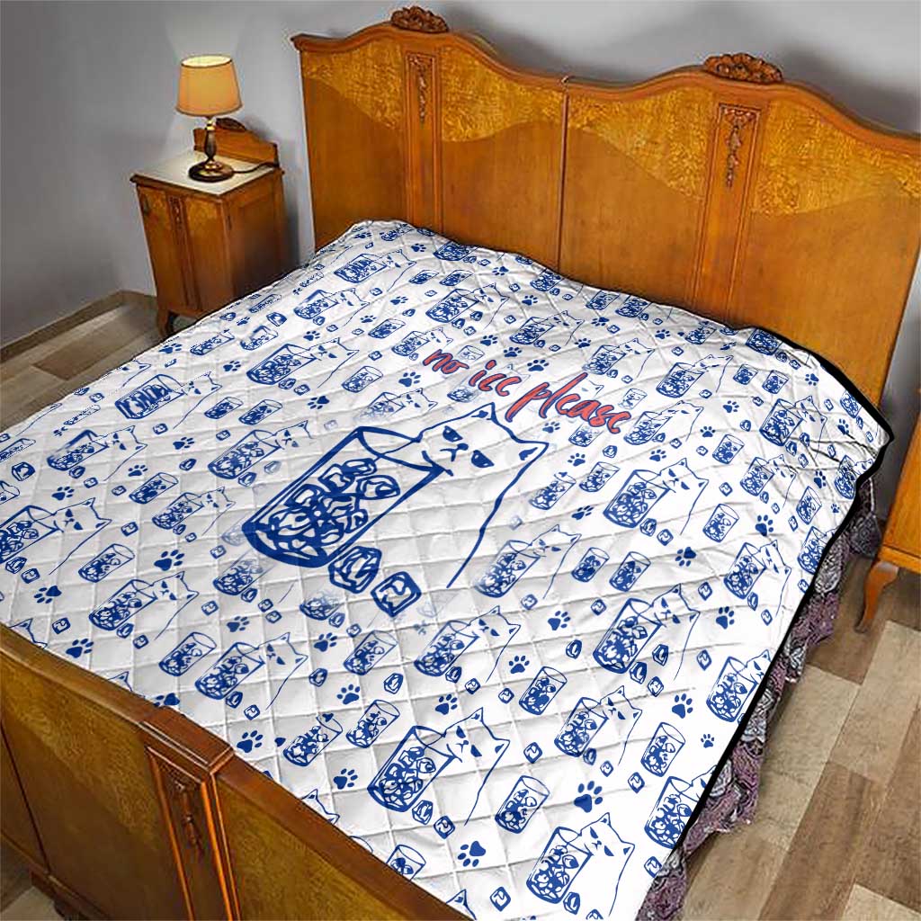No Ice Please Cat Quilt Grumpy Cat with Drink Humor