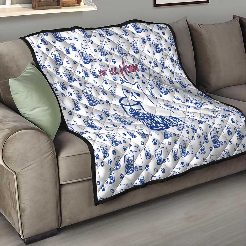 No Ice Please Cat Quilt Grumpy Cat with Drink Humor