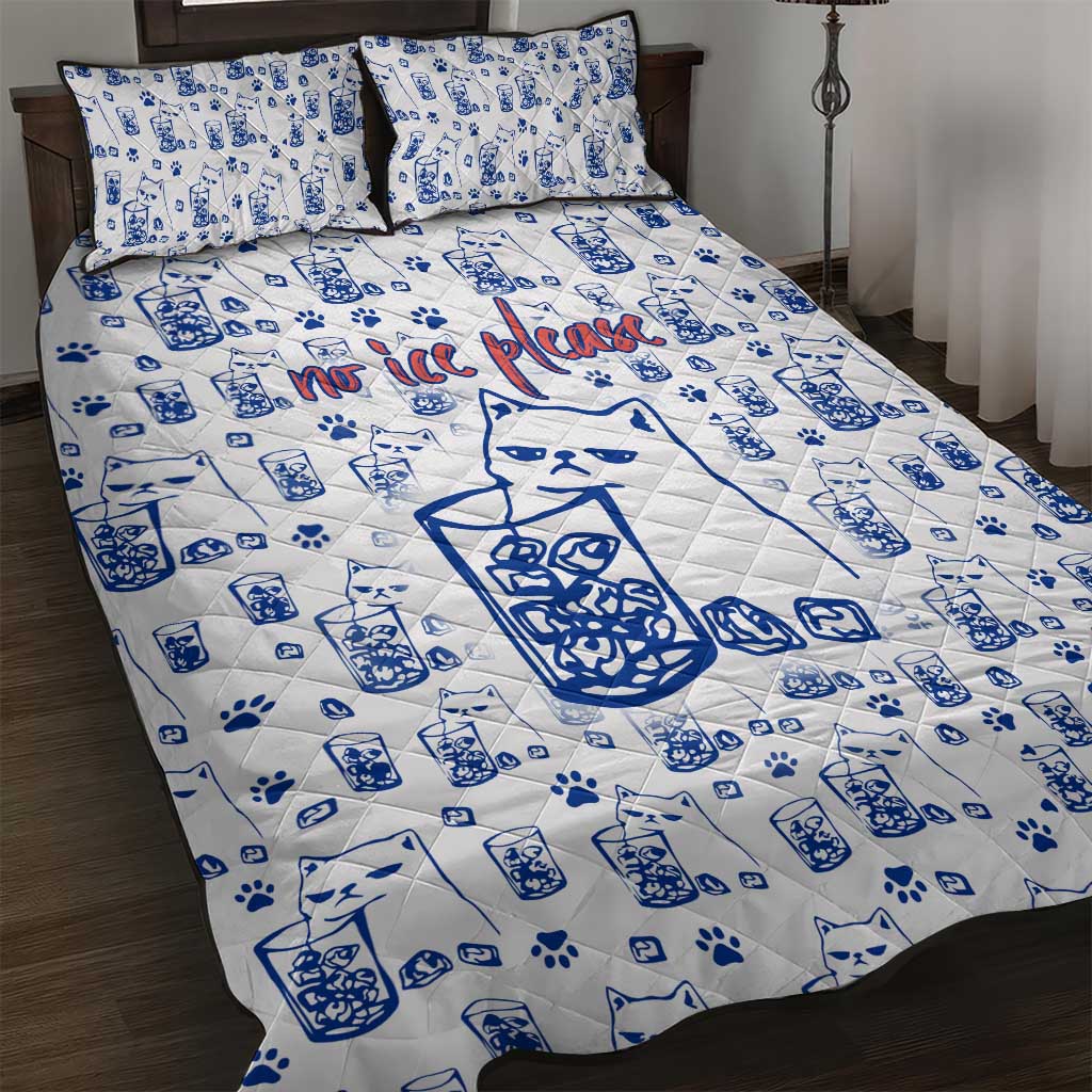 No Ice Please Cat Quilt Bed Set Grumpy Cat with Drink Humor