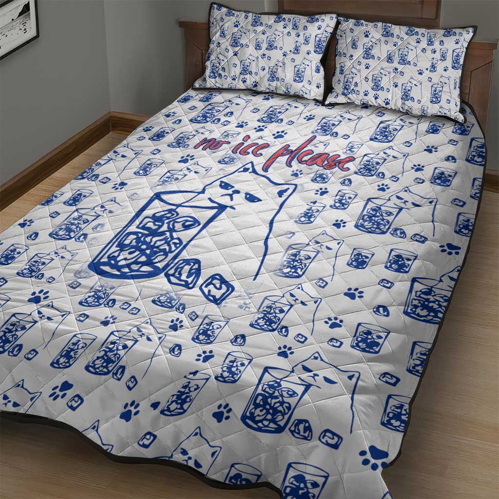 No Ice Please Cat Quilt Bed Set Grumpy Cat with Drink Humor