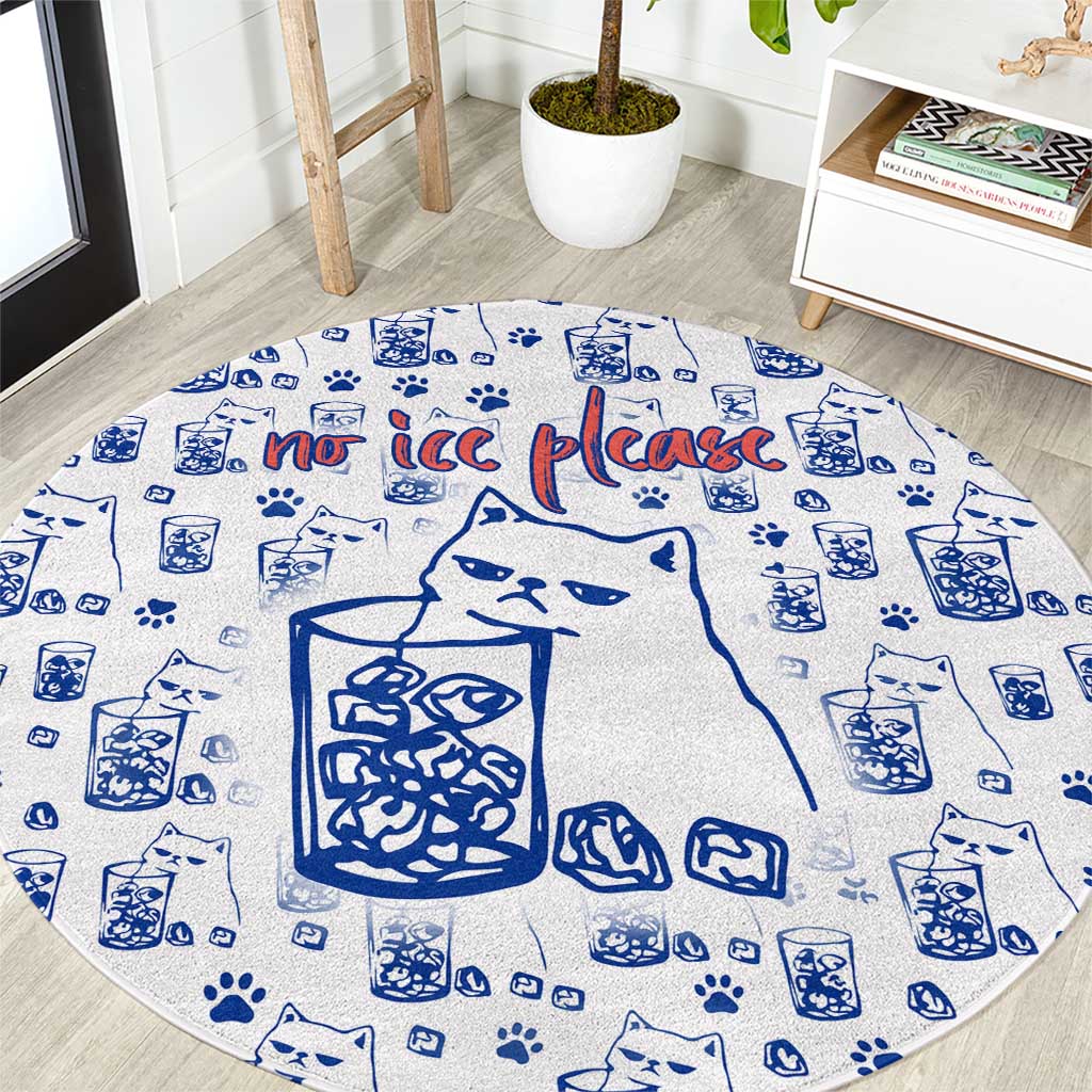 No Ice Please Cat Round Carpet Grumpy Cat with Drink Humor