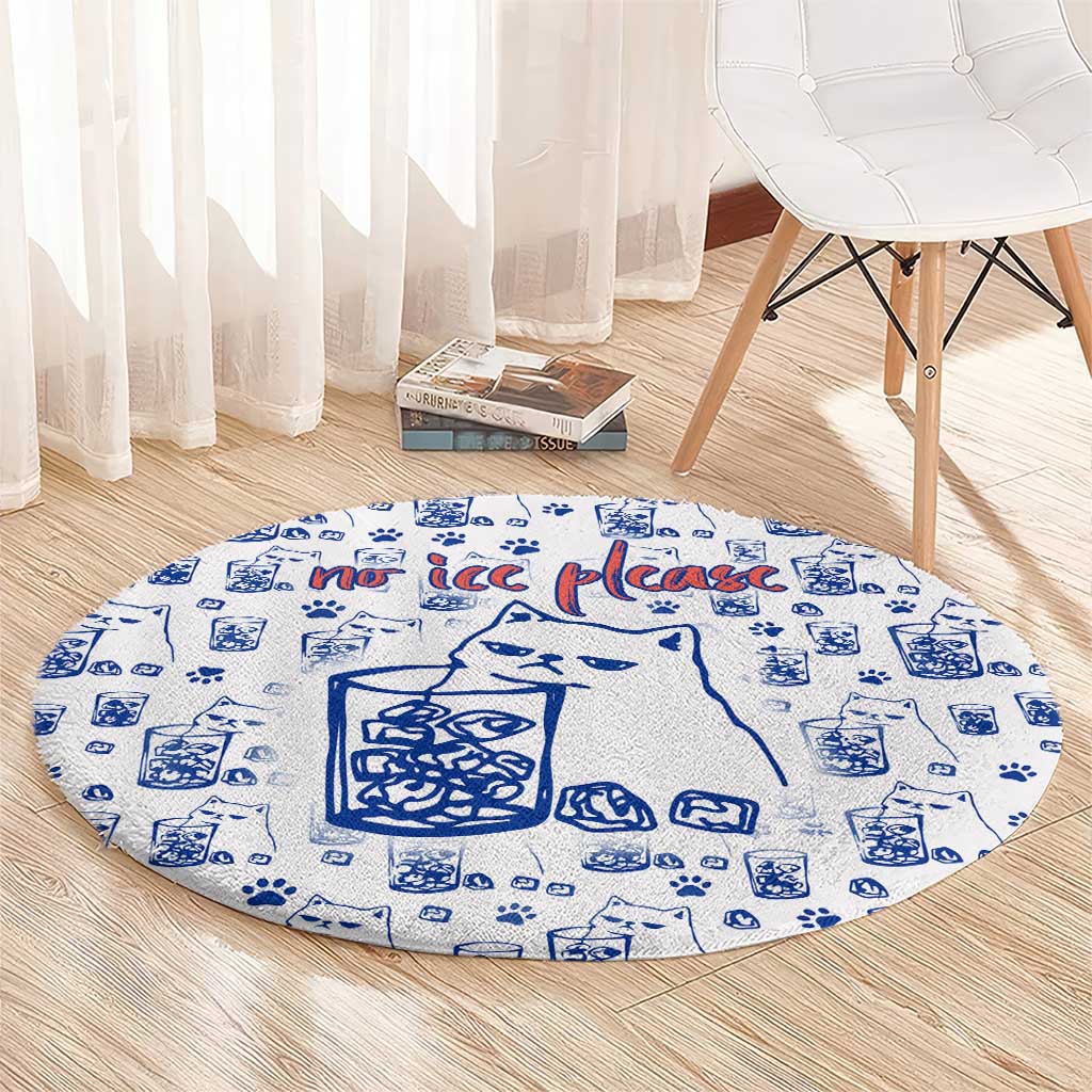 No Ice Please Cat Round Carpet Grumpy Cat with Drink Humor