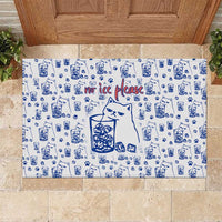 No Ice Please Cat Rubber Doormat Grumpy Cat with Drink Humor
