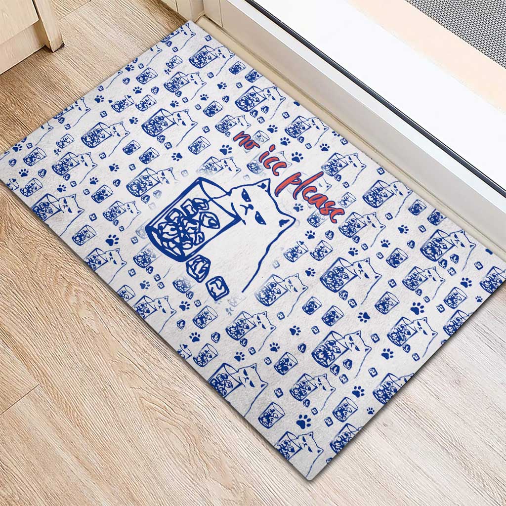 No Ice Please Cat Rubber Doormat Grumpy Cat with Drink Humor