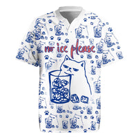 No Ice Please Cat Rugby Jersey Grumpy Cat with Drink Humor